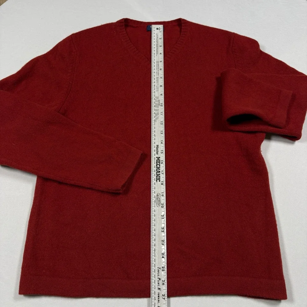 Brooks Sport Sweater Mens XL V-Neck Red Lambswool Cashmere EUC
